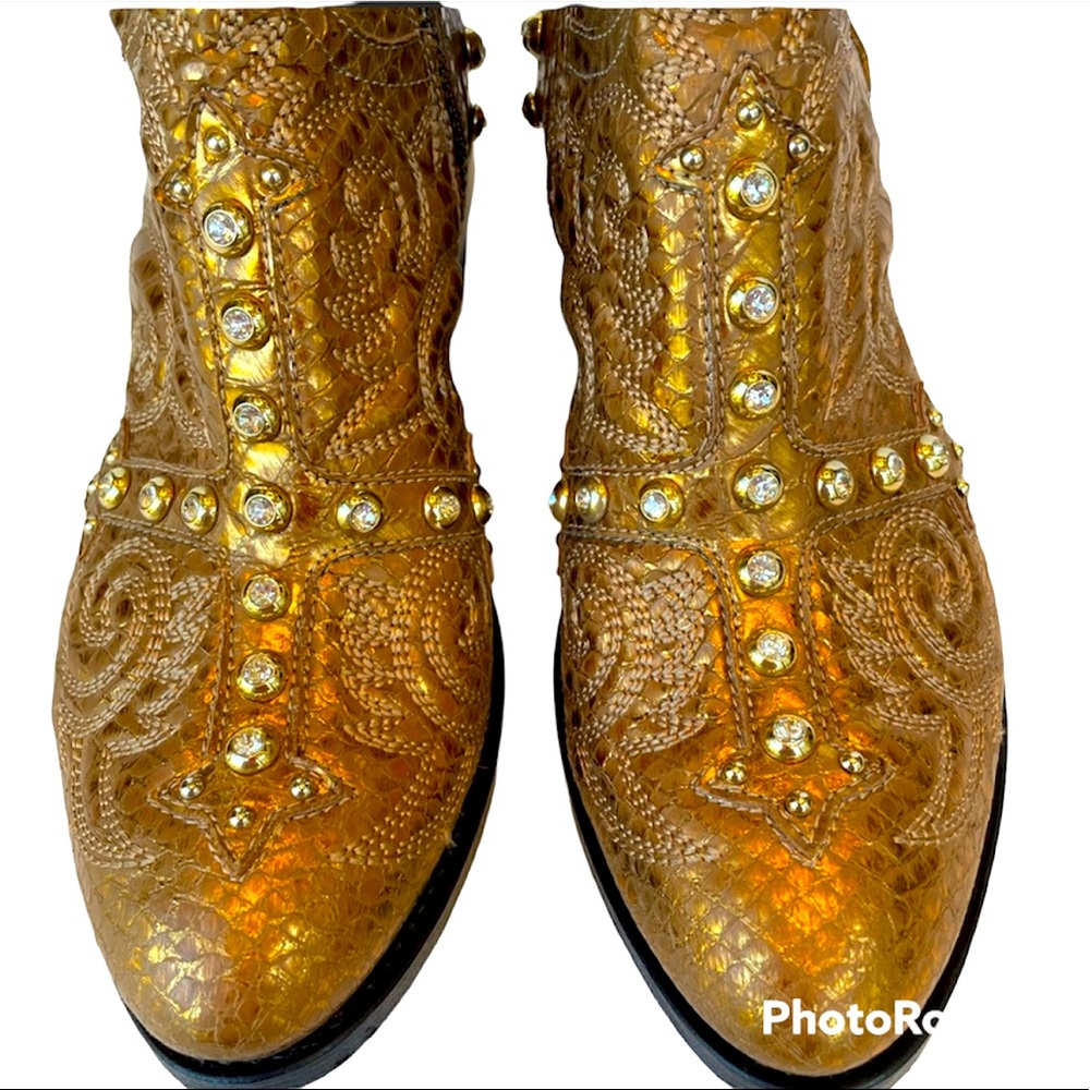 BALDAN embellished gold boots, 38, never worn - Picture 2 of 12